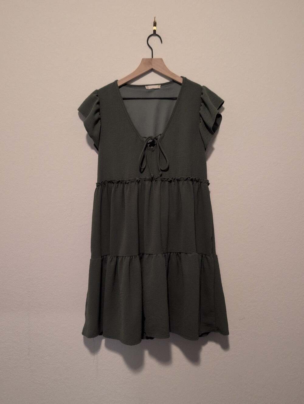 Romantic Green Double Lined Tiered XS Mini Dress From Altr'd State